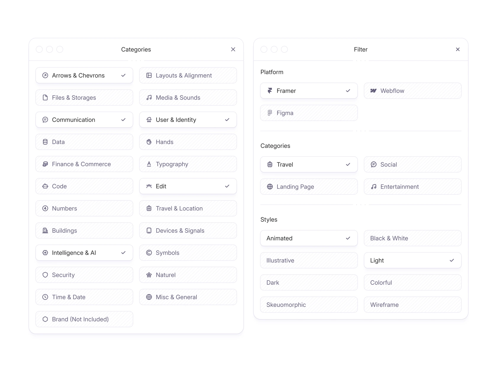 Arciel product interface popover with refined hierarchy and polished component styling.